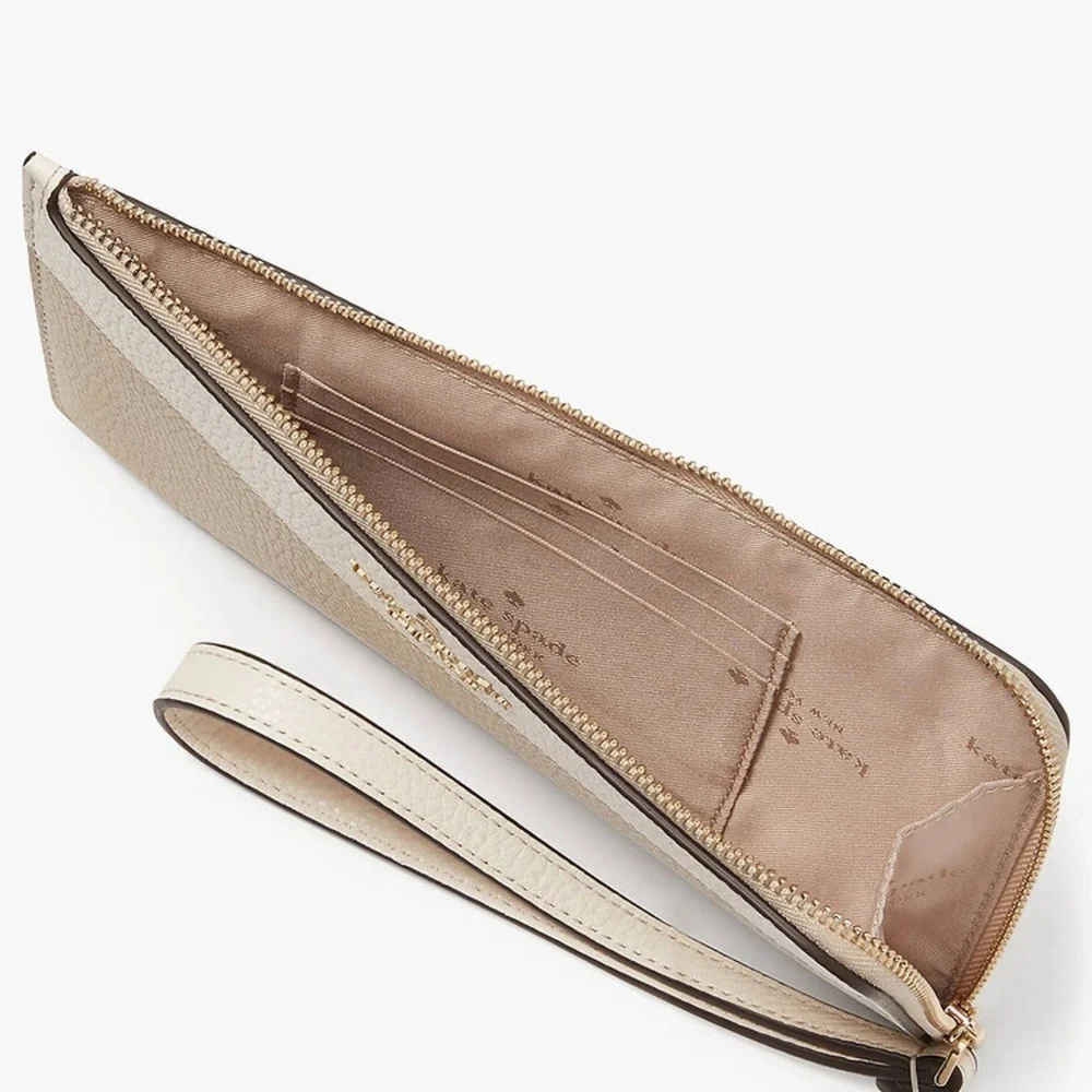 Kate Spade Lucy Colorblock Pebbled Leather Medium L-Zip Wristlet